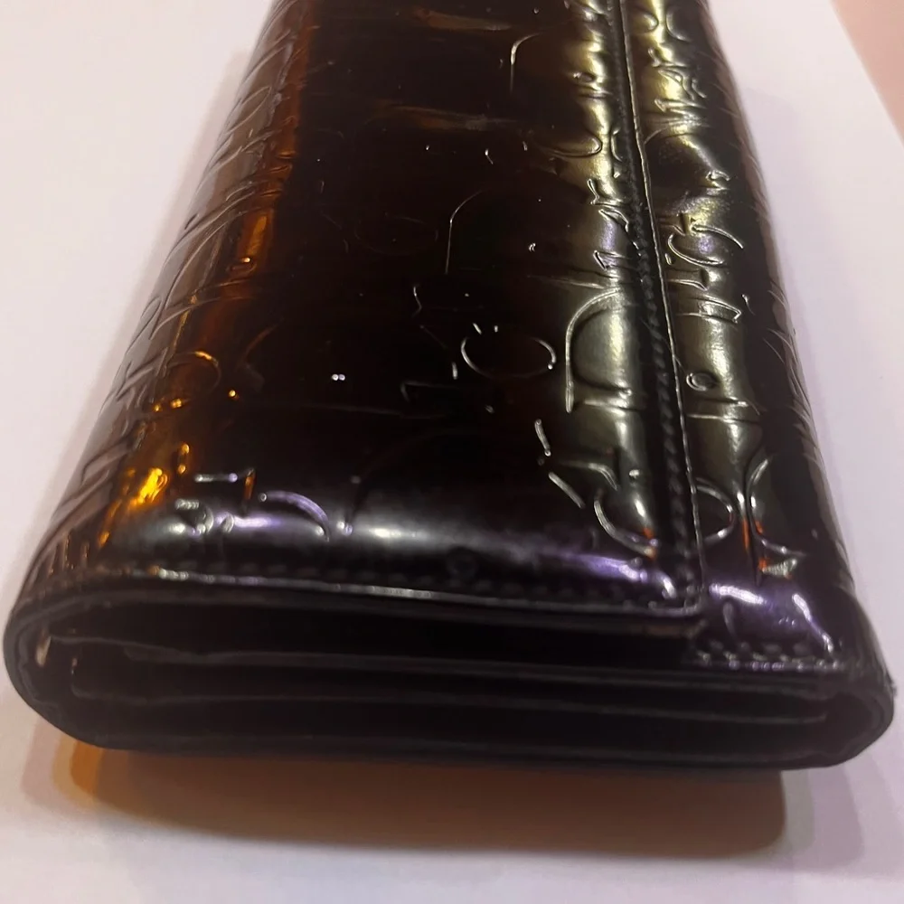 Christian Dior Black Leather Wallet Dior Black Patent Leather wallet
